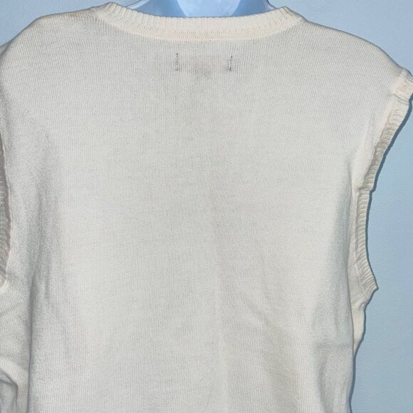 Club Room Mens L Sweater Vest Ivory Sleeveless Diamond Knit - Picture 7 of 10
